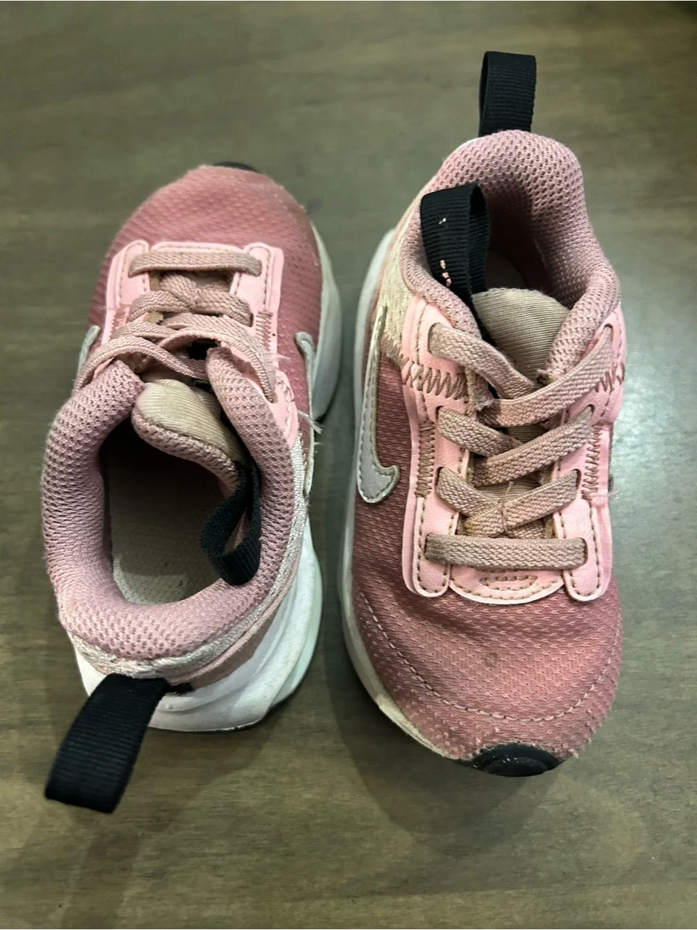 Nike Kids Pink Lace-Up Sneakers with White Swoosh